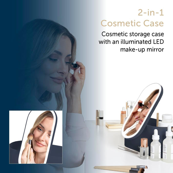 Portable LED Light Storage Box Beauty And Makeup Mirror